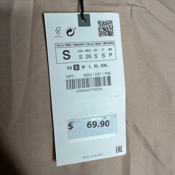 ZARA Teddy Sherpa Bomber Jacket Women's Size Small NWT Tan Brown Cozy Fleece - Picture 7 of 9